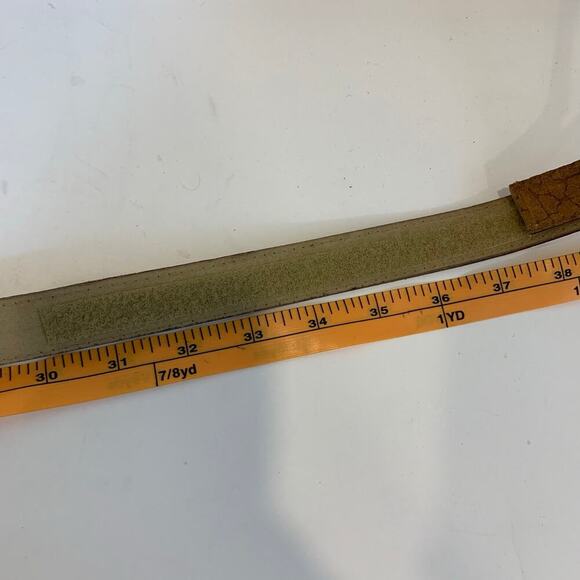 Vintage Belt Hook and Loop Fastener Brown w Brass and Stones Boho Gypsy Medium - Picture 4 of 4